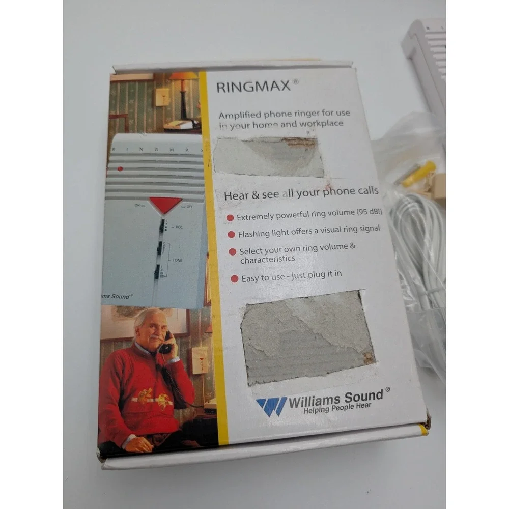 Williams Sound Ringmax BE1010-US Amplified Phone Ringer‎ White Adjustable Volume